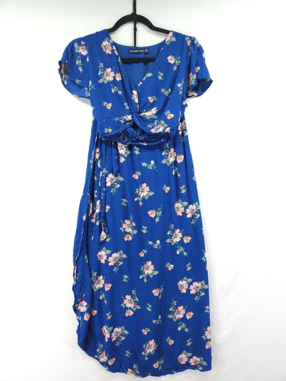 Abercrombie Fitch Womens XS Blue Floral 2 Piece Crop Top Wrap Maxi Skirt Set